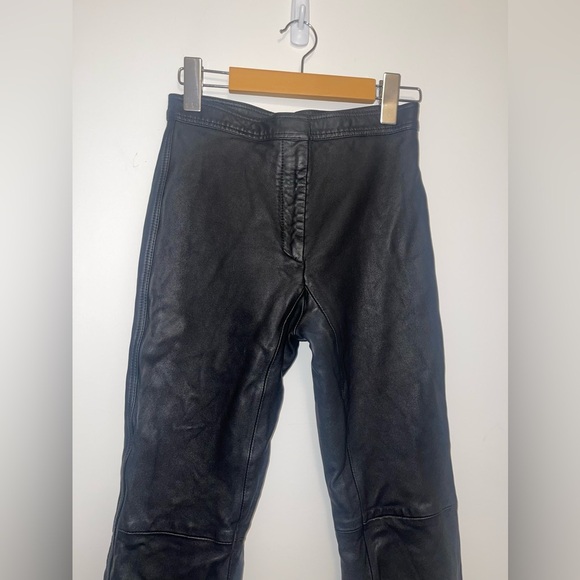 Sandro Paris Black Poesie Lamb Leather Flared Leg Crop Pants Women's US 2 capri - Picture 3 of 13